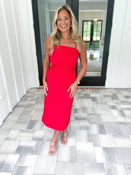 Red Asymmetric Midi