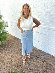 Denim Slit Skirt