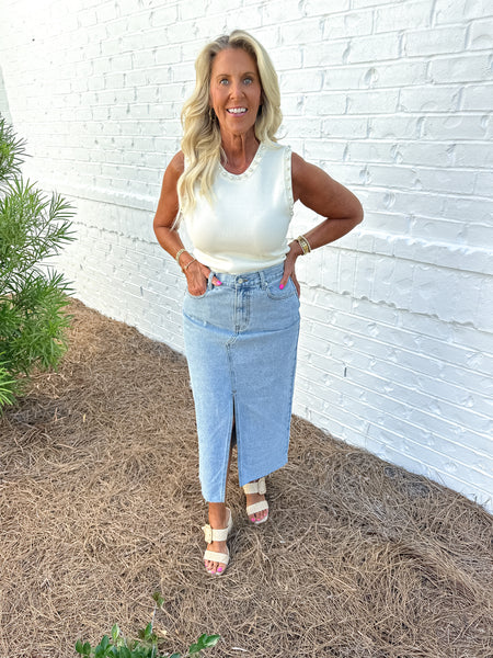 Denim Slit Skirt