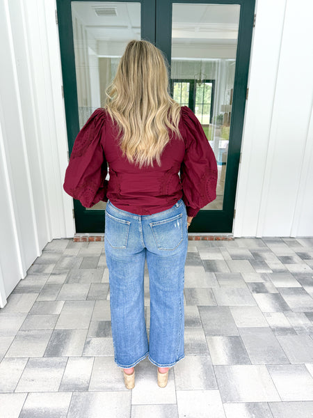 Burgundy Applique Top