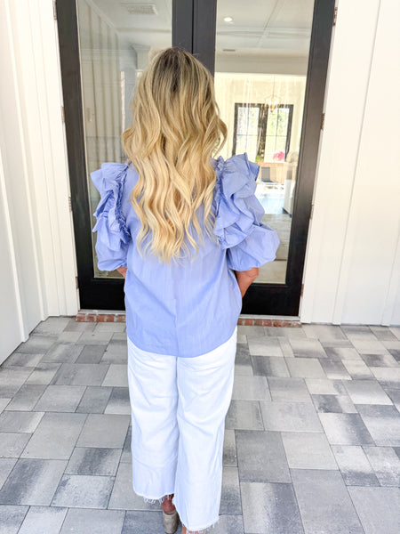 Blue Puff Sleeve Top