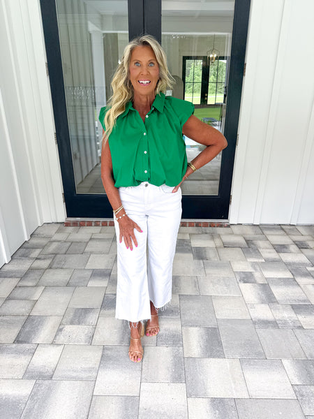 Green Cap Sleeve Top