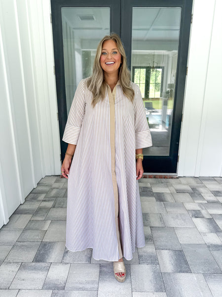 Tan Striped Maxi