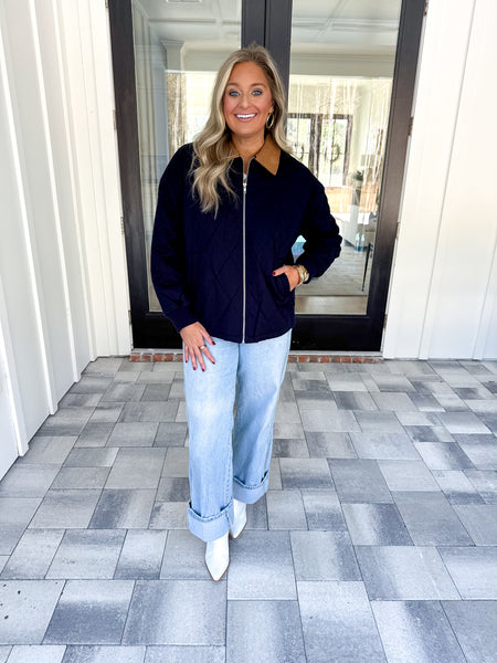 Navy Quilted Jacket