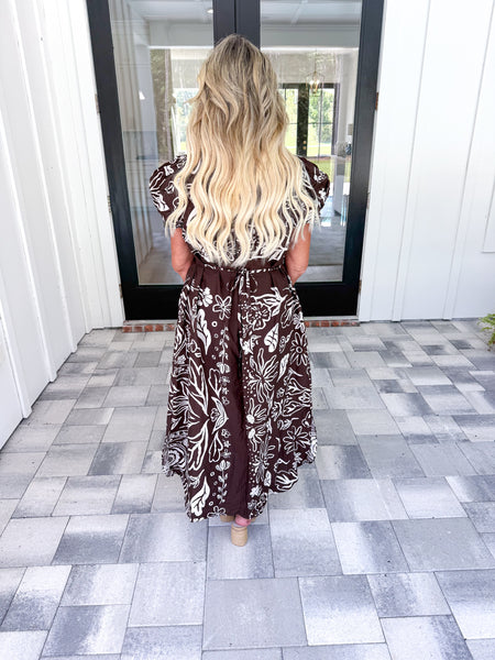 Brown Floral Midi