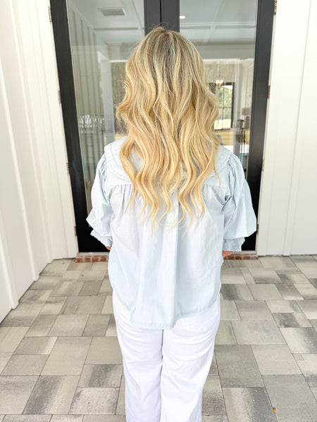 Blue Collared Top