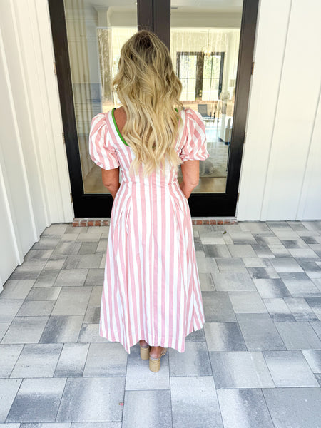 Pink Striped Midi