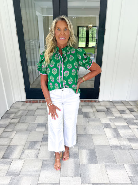 Green Pattered Top