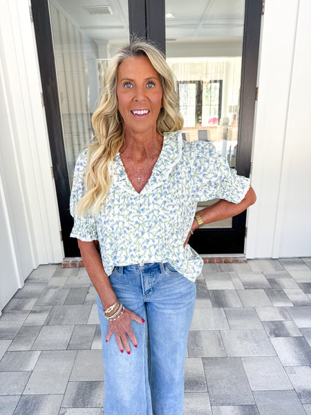 Blue Floral Top