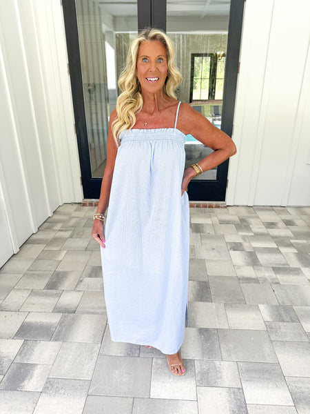 Blue Striped Midi