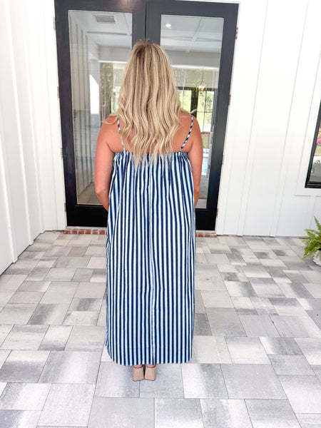 Blue Striped Midi