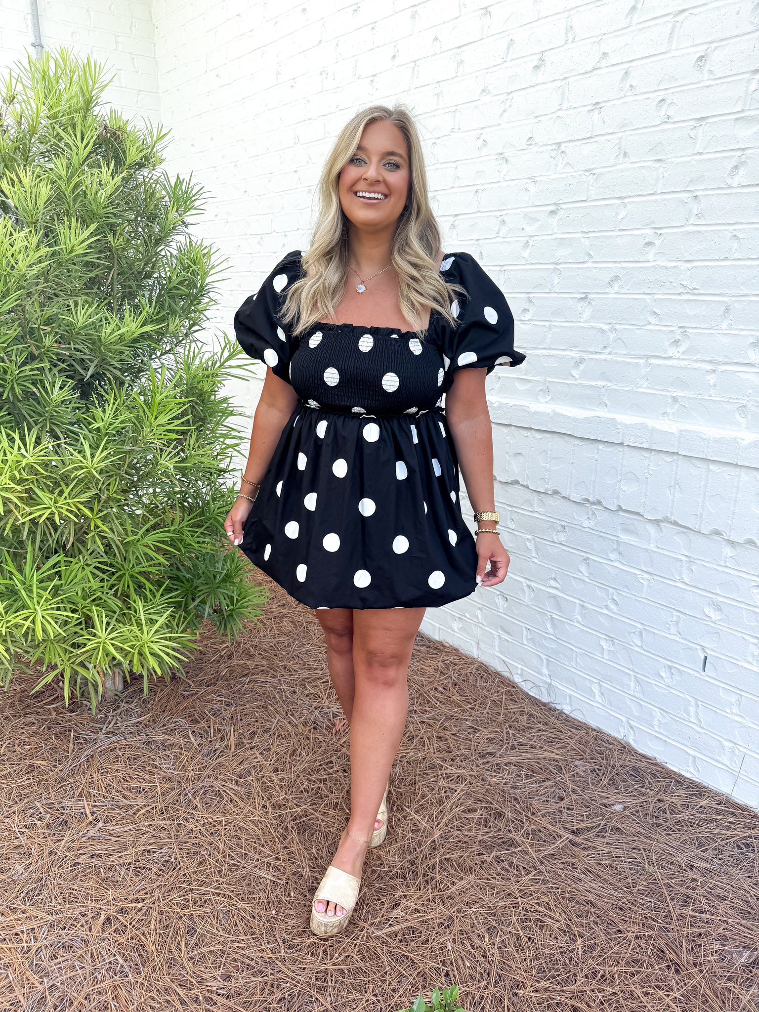 Polkadot Bubble Hem Dress