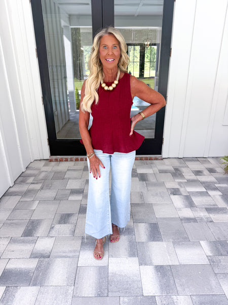 Garnet Peplum Top