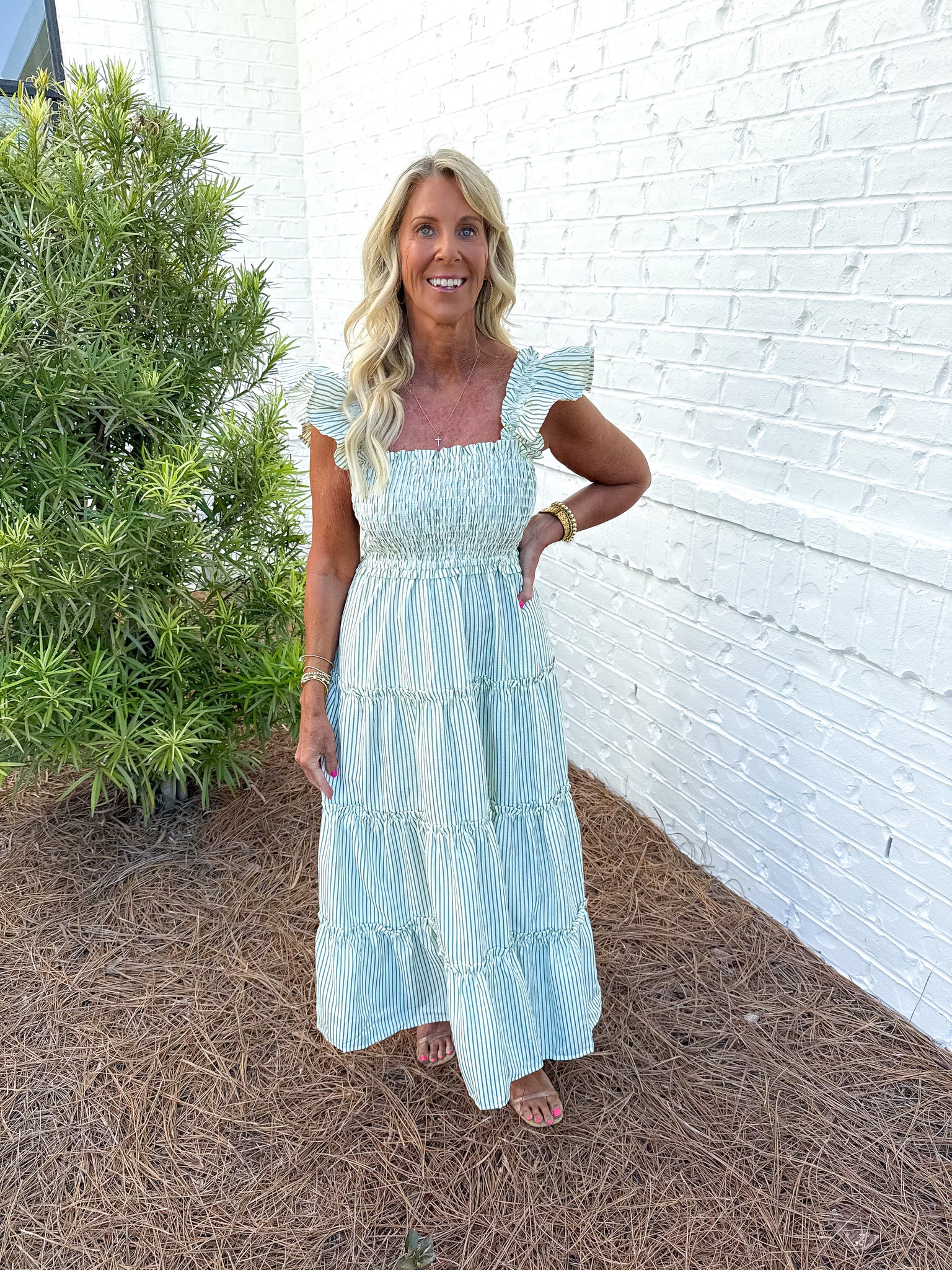 Green Striped Midi