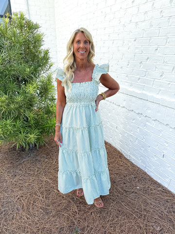 Green Striped Midi