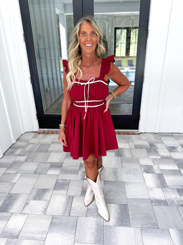 Garnet Flutter Sleeve Dress