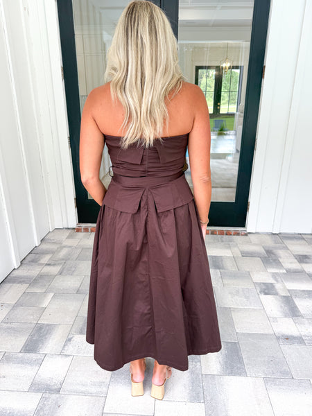 Brown Strapless Dress