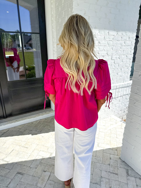 Pink Pleat Detail Top