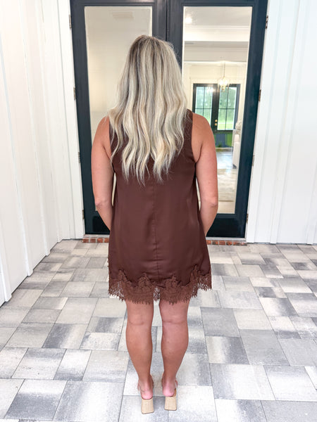 Brown Satin Dress