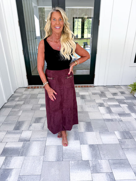 Garnet Suede Skirt