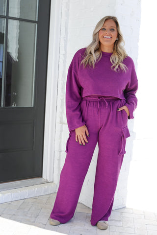 Purple Knit Cargo Pants