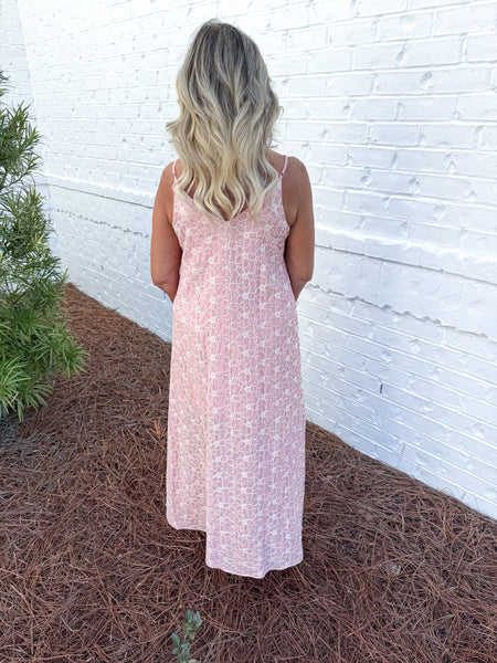 Coral Embroidered Dress