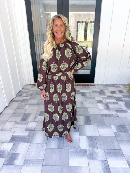 Brown Floral Maxi Set