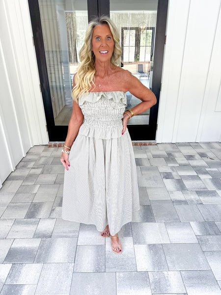 Flynn Cream Stripe Dress
