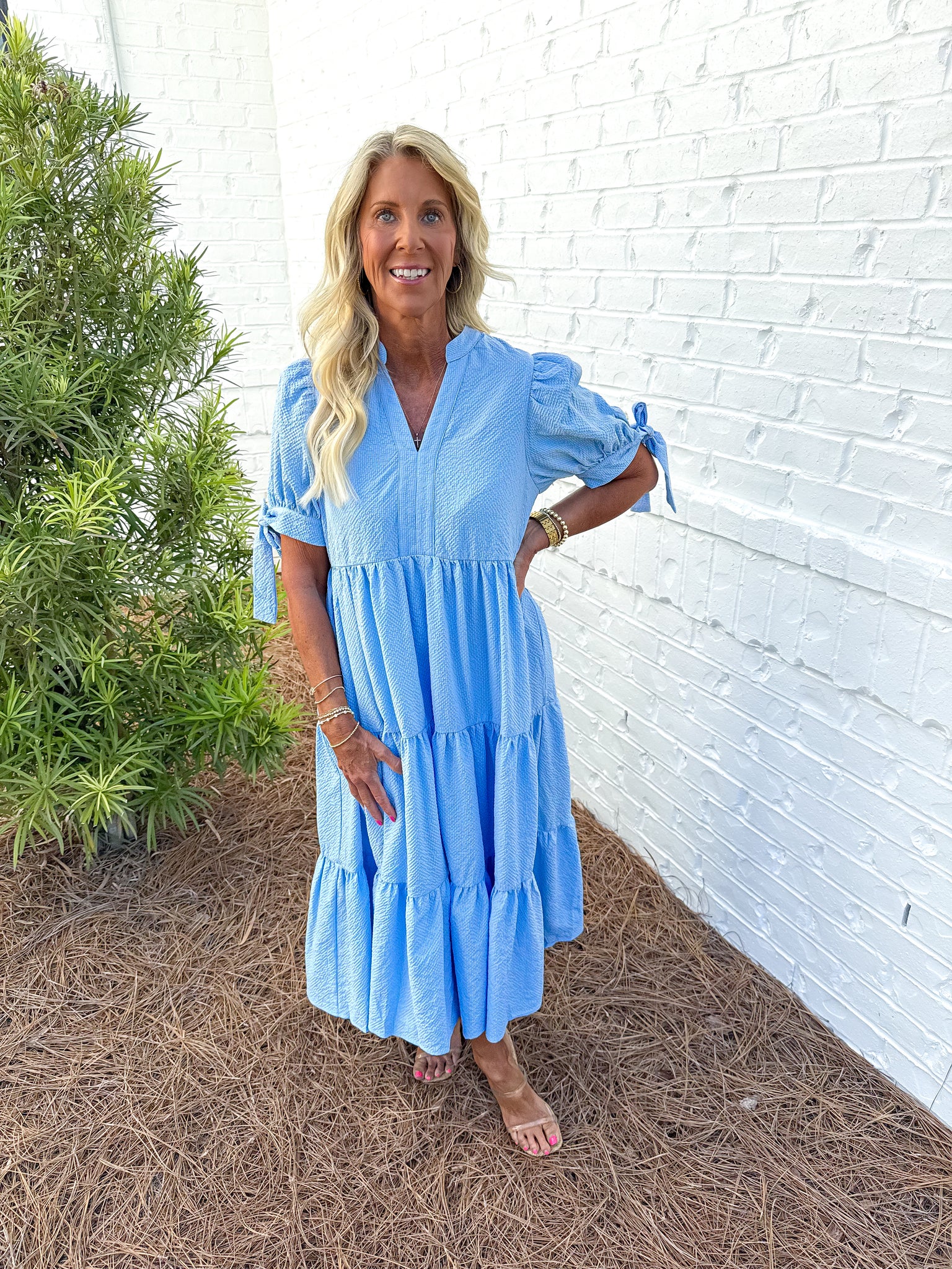 Blue Textured Midi