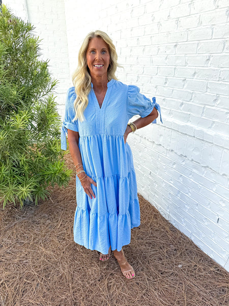 Blue Textured Midi