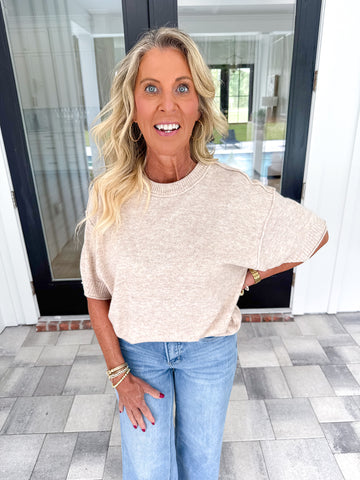 Oatmeal Half Sleeve Sweater