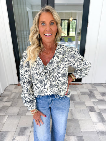 Floral Ruffle Top