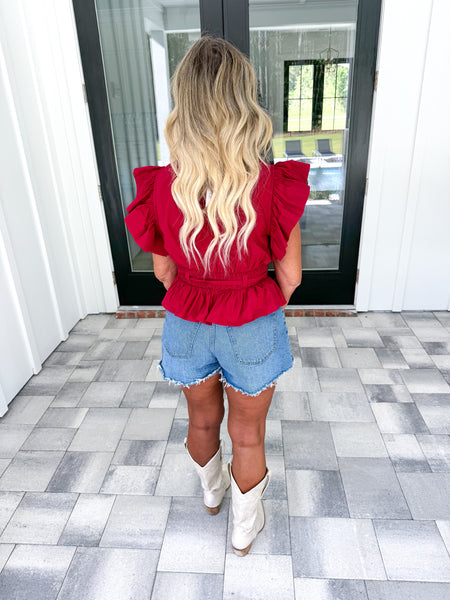 Burgundy Peplum Top