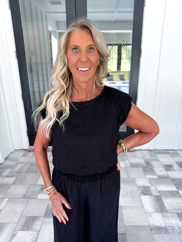 Black Linen Top