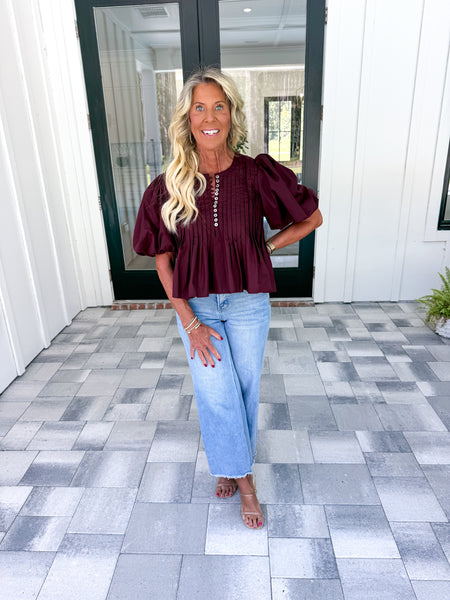 Garnet Pintuck Top