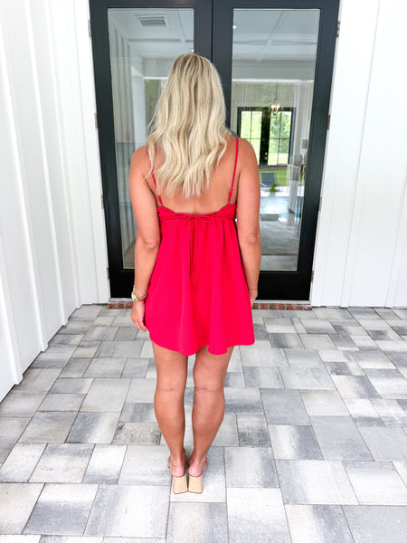 Red Ruffle Detail Dress