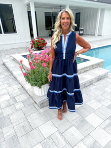 Striped Trim Midi