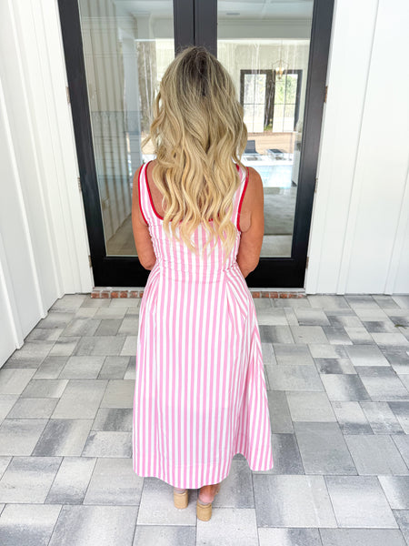 Pink Striped Midi