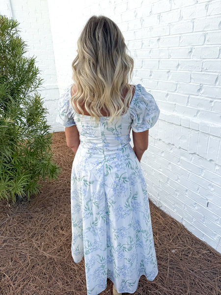 Floral Puff Sleeve Midi