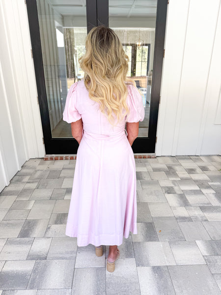 Pink Pintuck Midi