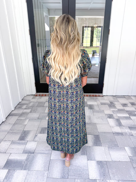 Navy Floral Midi