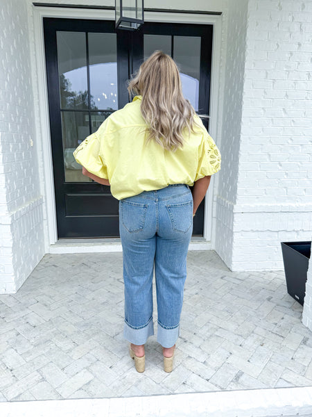 Yellow Bubble Sleeve Top