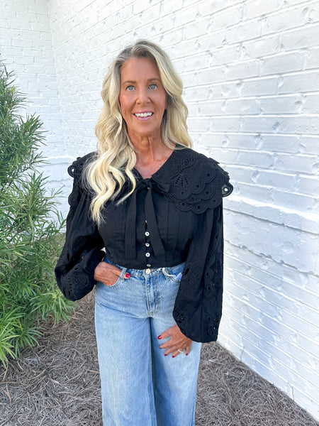 Black French Silhouette Blouse