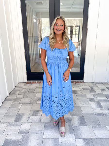 Blue Puff Sleeve Midi
