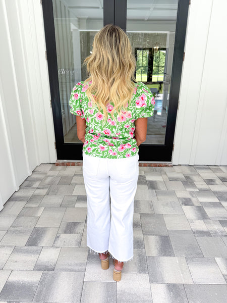 Green Floral Top