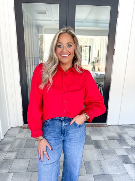 Ruffle Accent Button Down