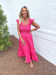 Striped Tiered Maxi