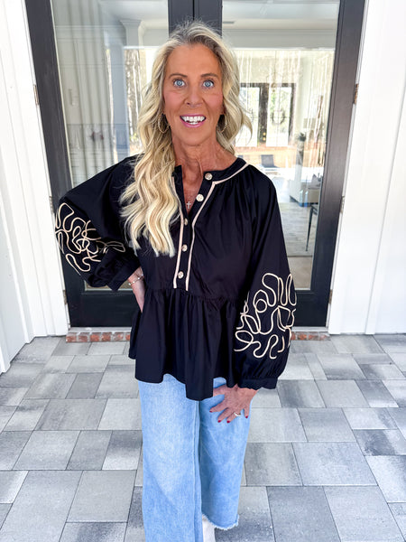 Black Embroidered Top