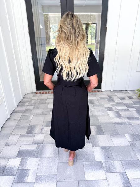Black Belted Midi