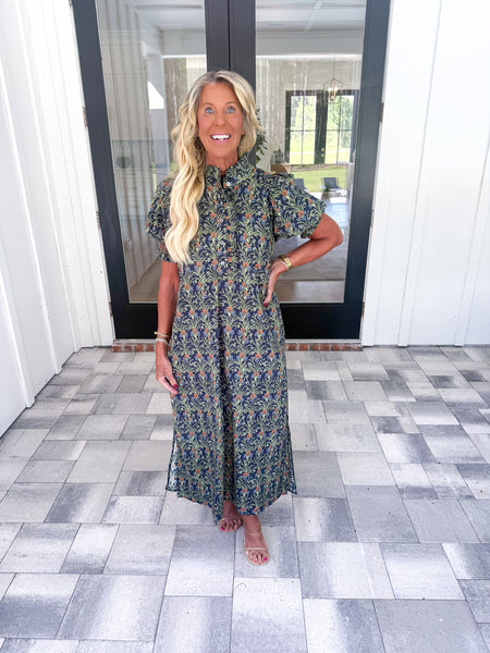 Navy Floral Midi